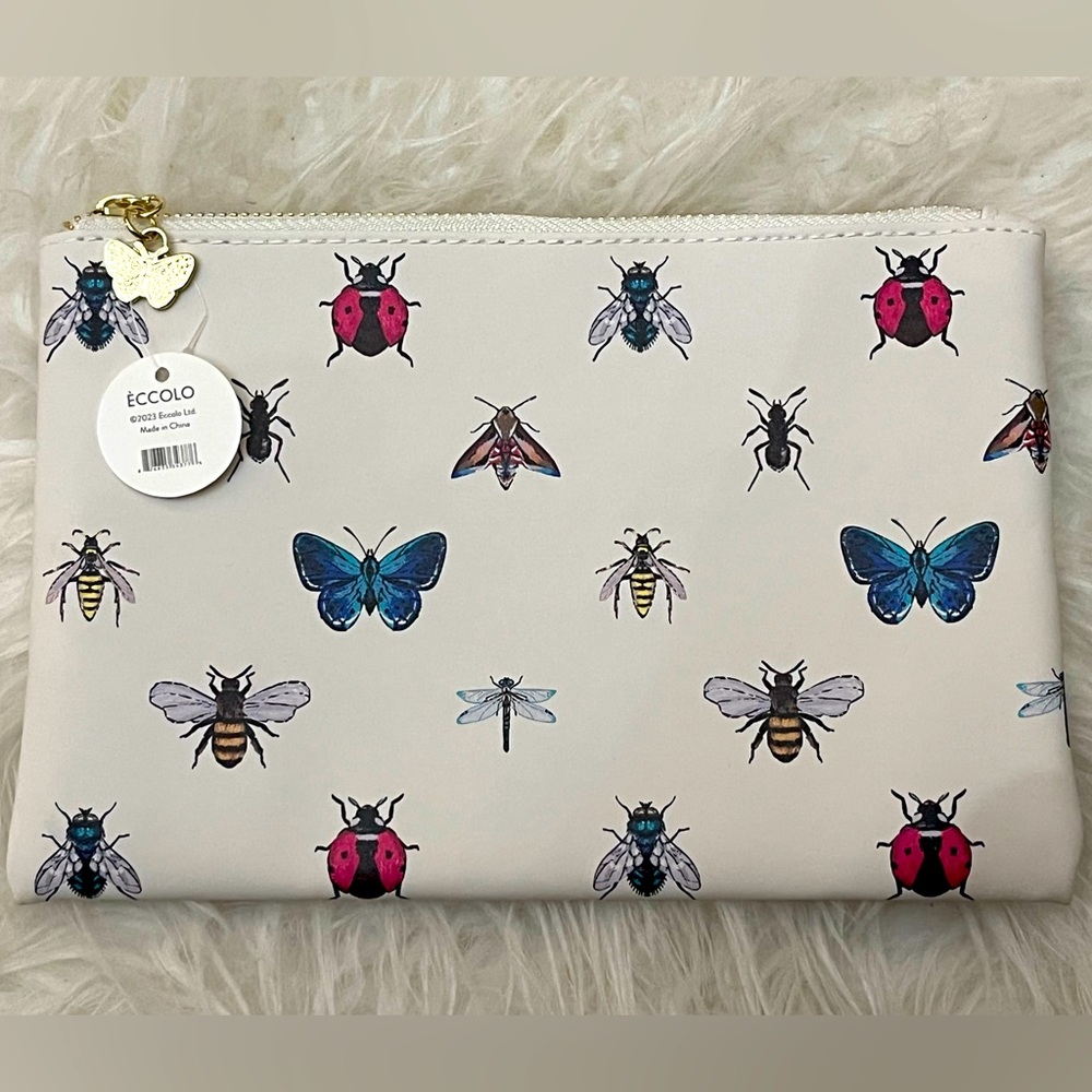 Insects Zip Pouch w/ Butterfly Charm